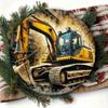 2D Flat Circular Metal Wall Art Excavator Design For Home Garden Decor