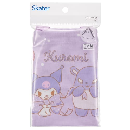 Skater Children's Drawstring Lunch Bag, Made in Japan, Sanrio Kuromi Big Ribbon, Girls' KB7-A
