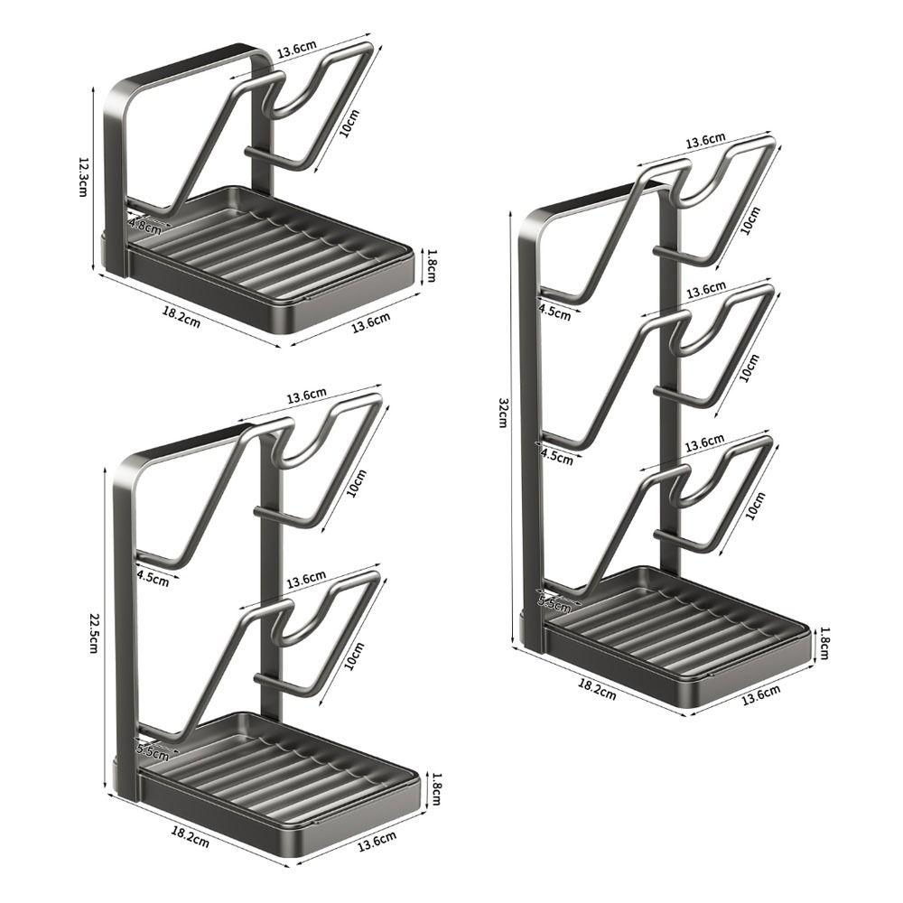 Multifunctional Kitchen Pot Lid Storage Rack with Removable Drip Tray Durable Kitchen Pot Lid Holder