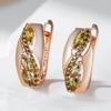 Unique  Rose Gold Color Drop Earrings For Women Fashion Olive Green Natural Zircon Accessories Vintage Daily Jewelry