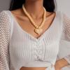 Round Bead Acrylic Love Heart Necklace Acrylic Sweater Chain Women Clavicle Necklace  Beach