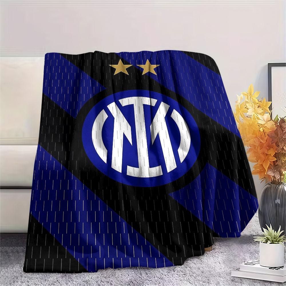 Inter Milan Printed Flannel Blanket, Soft Throw for Bedroom Sofa, Washable, Christmas Present, Great Gift.