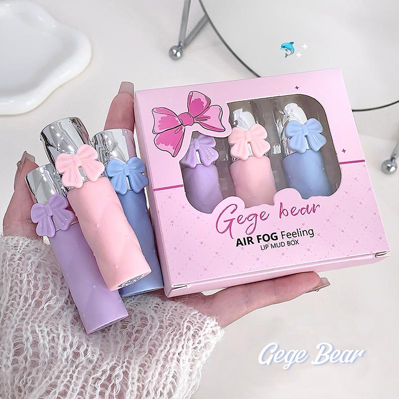3Pcs/Pack Gege Bear AIR FOG Feeling LIP MUD BOX
