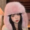 Thicken Faux Fur Bomber Hat Winter Warm Ear Protection Imitation Fur Hat Female Winter Earflap Ski Cap
