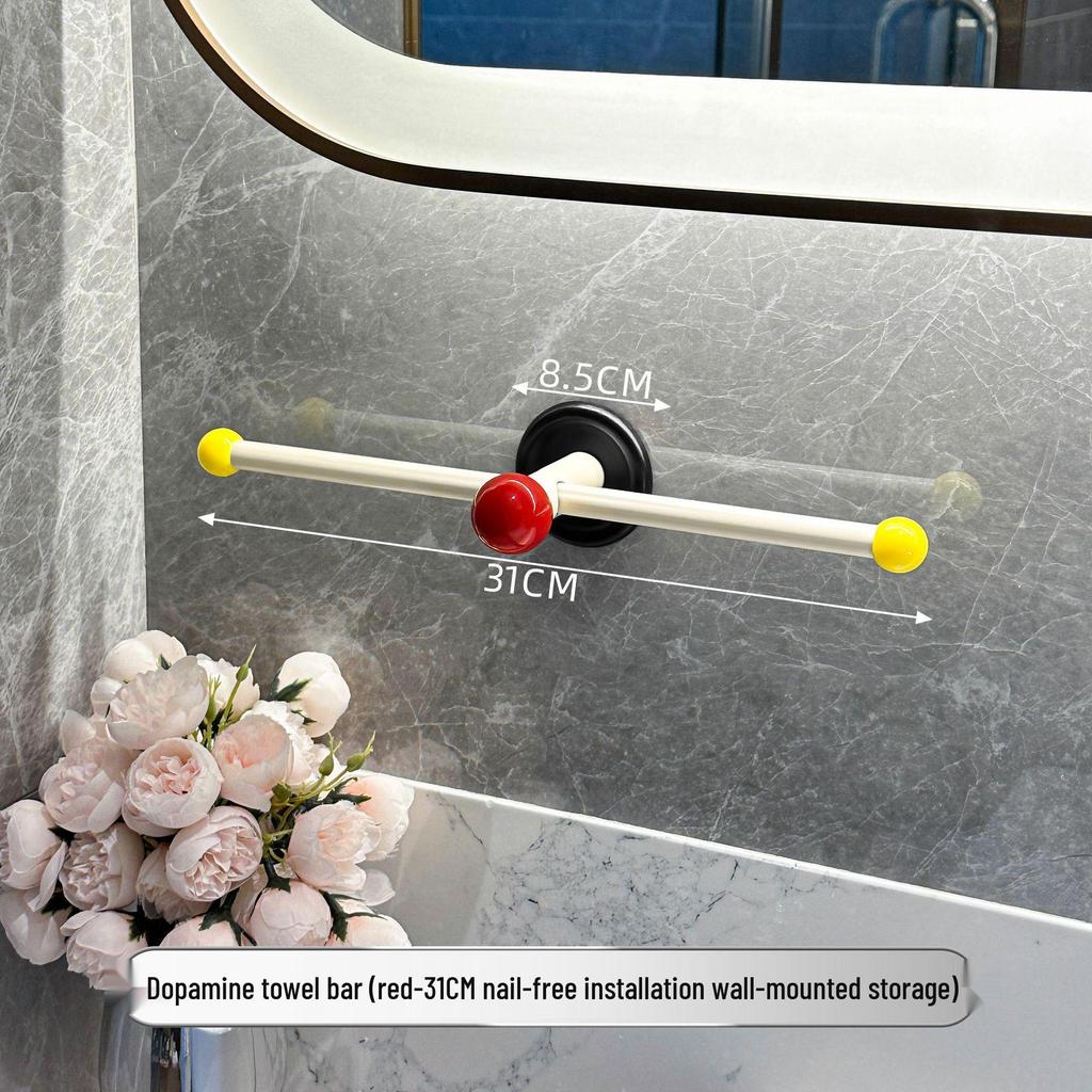 Dopamine Punch-Free Wall-Mounted Towel Rack and Storage Shelf
