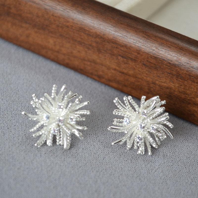 

Ретро Дизайн Фейерверки 3D Роскошные Серьги-гвоздики, Игла из серебра 925 пробы, для женщин серебряный