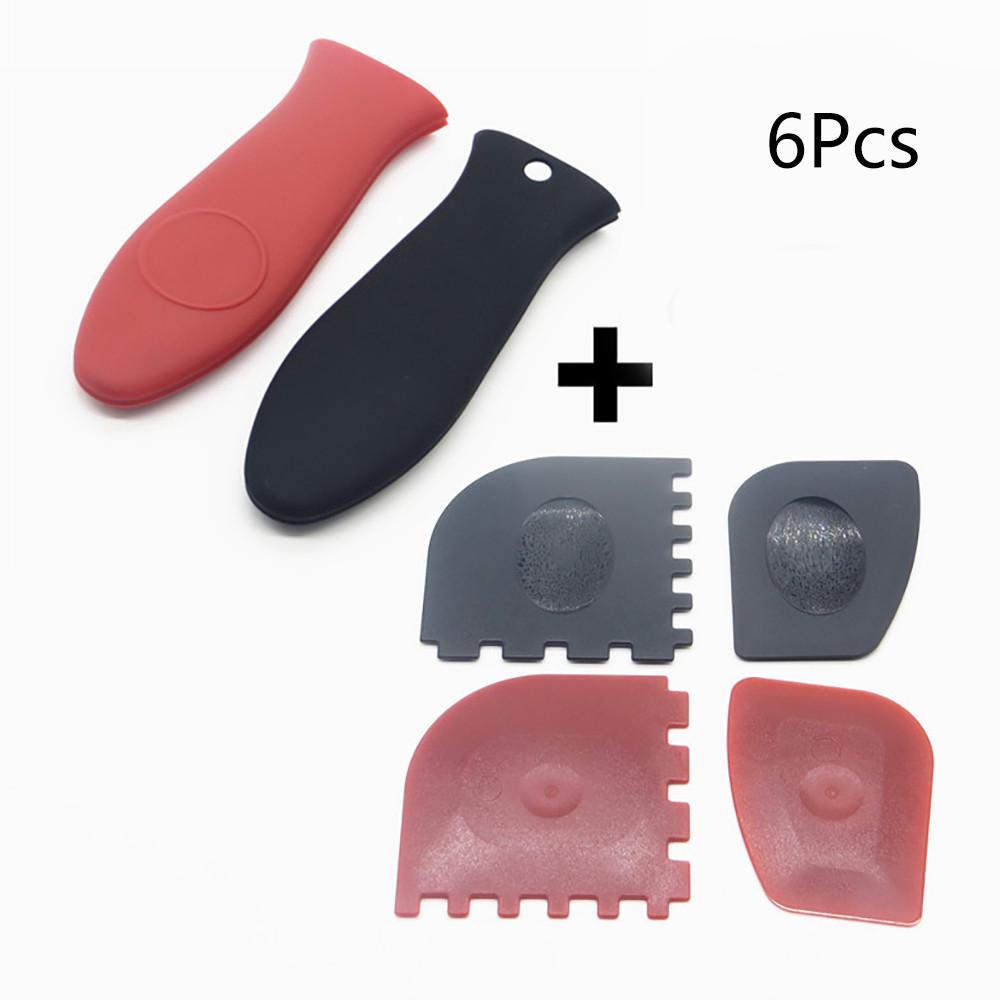 6 Pcs Silicone Pan Handle Durable Grill Pan Scraper Plastic Set Tool buy at a low prices on
