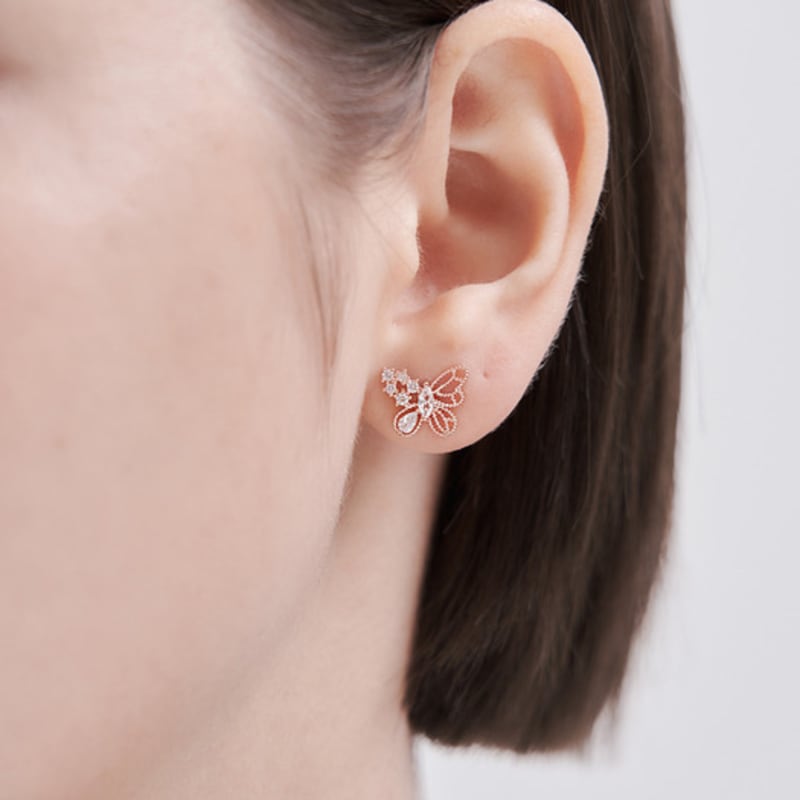 CRANNE 14K GF Butterfly Uneven Cubic Point Earrings C24EGF217