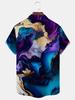 Men's Large Size Button Pocket Short Sleeve Shirt with Fashion Art Gradient Abstract 3D Digital Print