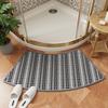 Arc-Shaped Chenille Bath Mat - Non-Slip Shower Door Mat, Ultra Absorbent & Soft, 3D Embossed Surface, Rubber Anti-Slip Bottom