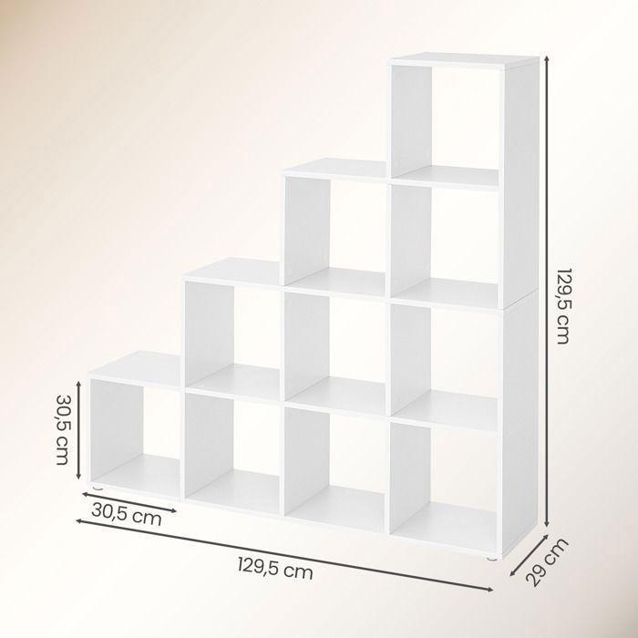 Storage Cabinet with Compartments, for Living Room, Office, Bedroom, 10 Compartments, White