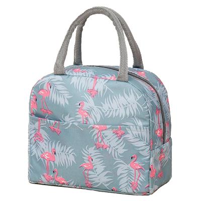 Zateplená taška na oběd Velkokapacitní vzor Flamingo Přenosná taška na oběd se zesíleným zipem do školy
