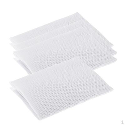 4 Pieces Stitch Fabric White Decoration for Needlework DIY Embroidery, Punch Kit
