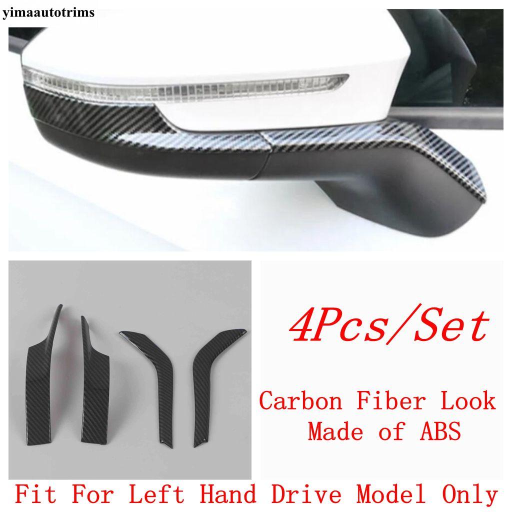 Side Door Rearview Mirror Strip Decoration Cover Trim For VW Volkswagen ID.4 ID4 ID6  - 2025 Black Carbon Fiber Accessories
