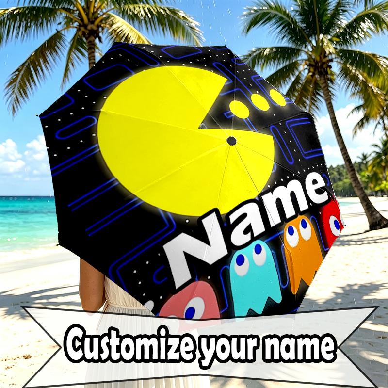 Custom Name Personalized PAC Print Umbrella, Auto Open Close, 8‑Rib Sturdy Frame, Commute Camping Hiking Use, Birthday Gift