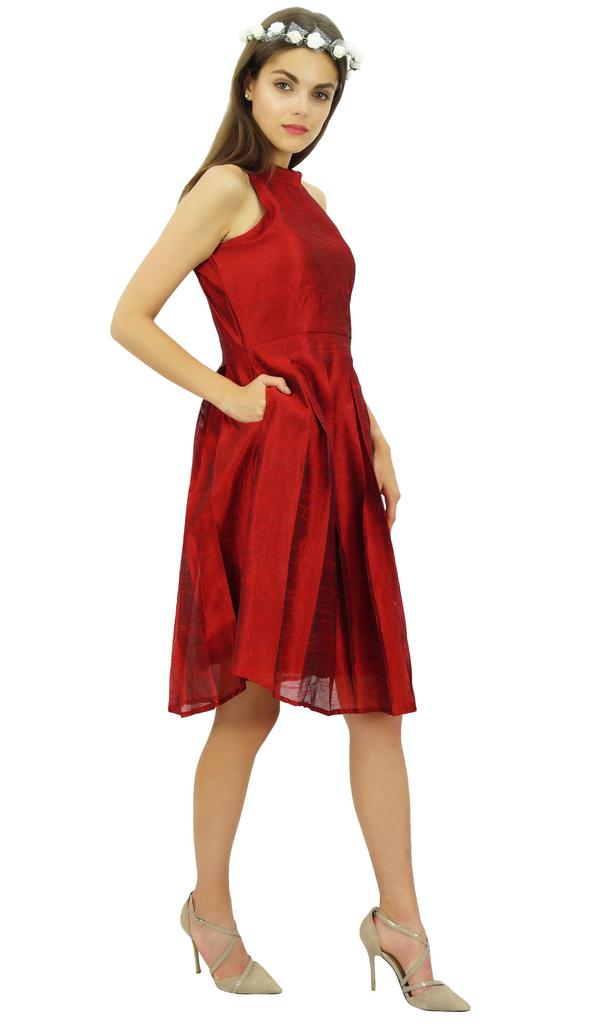 Bimba Women's Wedding Party Dress Sleeveless Pleated Prom Dresses