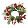 Berries Candle Ring Wreath Christmas Artificial Candles Garland for