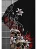 Men's Casual Short - Sleeve Shirt, Skull Pattern Printed, Polyester Material, Mixed Color, Multiple Specifications Available, Fashionable for Daily