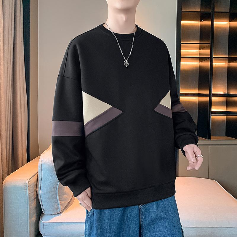 Men's Color Block Crew Neck Sweatshirt - Casual Long Sleeve Pullover with Contrast Panel Design