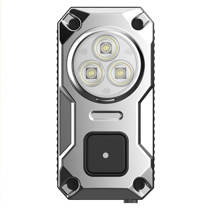 SD-34 Tri-source EDC Flashlight with Magnetic Back 1200mAh USB Type-C Rechargeable High Lumens Mini Tactical Light for Camping