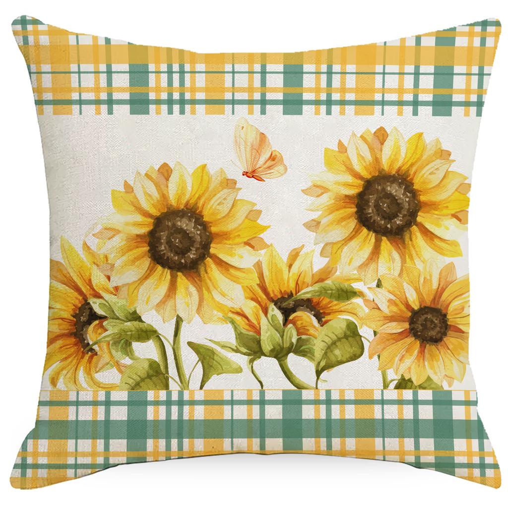 Sunflower Flower Print Pillow Case Sofa Pillow Home Cushion Cover