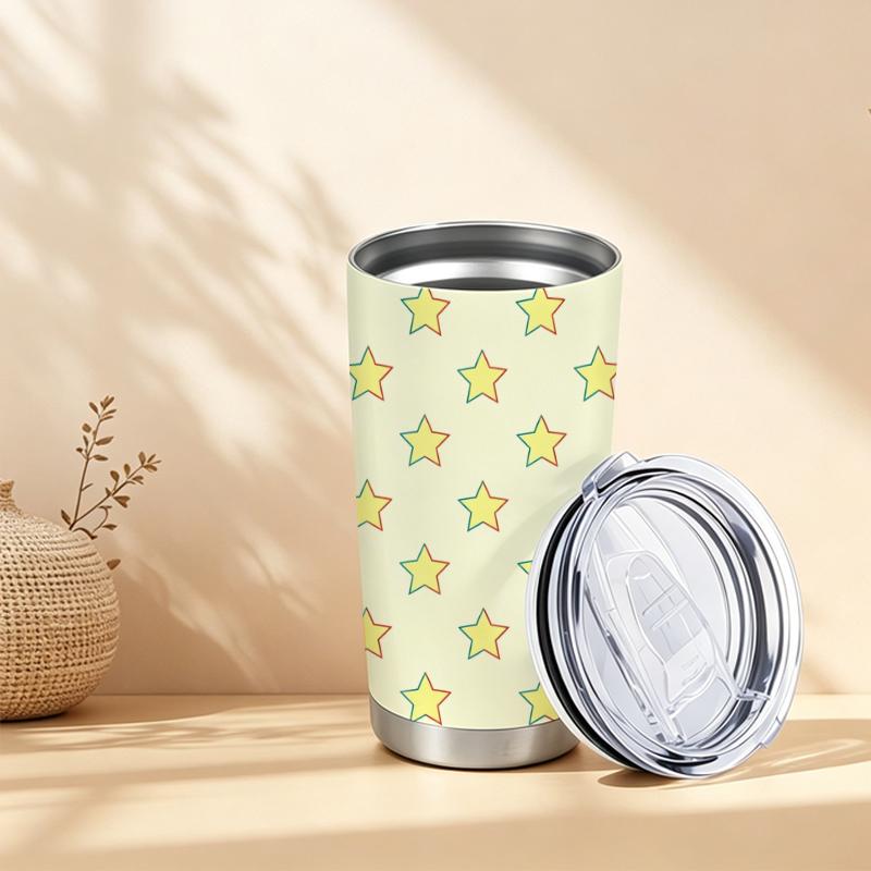 591ml Car Tumbler Minimal Star Element Straw Cup Gift Cup 20oz Car Straw Cup Hot Cold Cup Tumbler With Lid