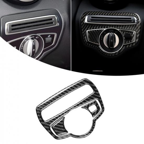 Real Carbon Fiber Head Light Control Switch Panel Trim Fit For Benz GLC Class W