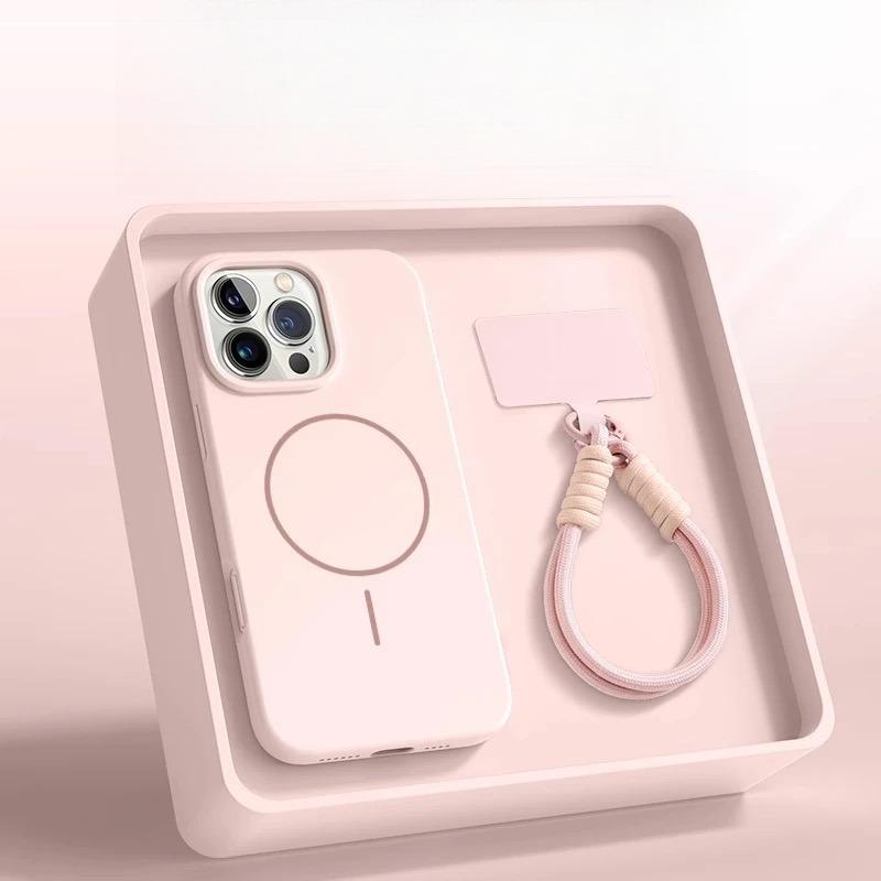 Magnetic Phone Case for IPhone 15 14 16 Plus 11 12 13 16 Pro Max Silicone Lanyard Magsafe Strap Protector Soft Cover