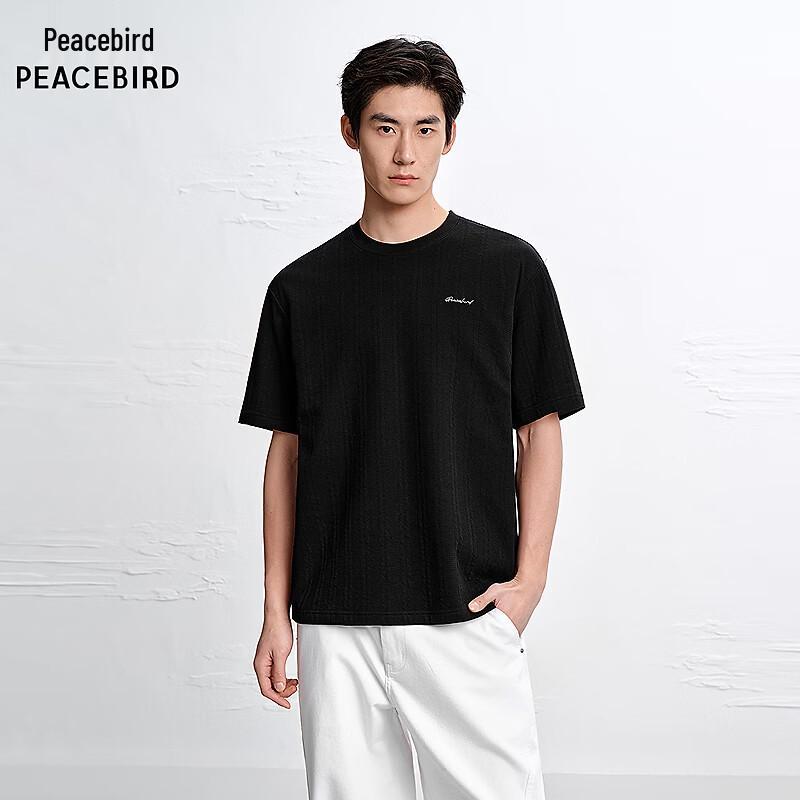 Peacebird Men s Jacquard Textured Heavyweight Short-Sleeve T-Shirt M