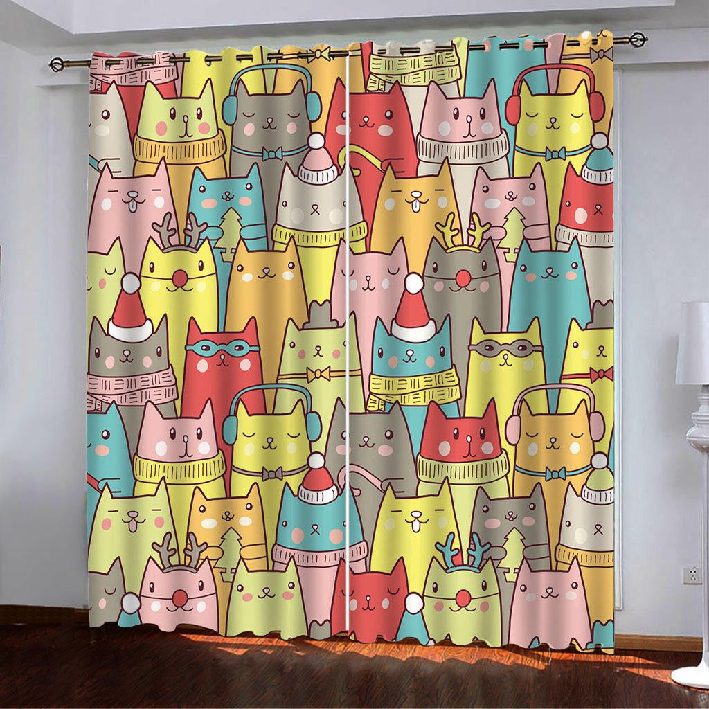 Curtains Popular Small Animal Head Simple Digital Printing High Density Blackout Curtains
