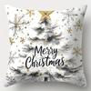 1pc Grey Christmas Cushion Cover Snowman Pine Printed Durable Cover 2025 New for Home Ornament Xmas New Year Christmas Decor
