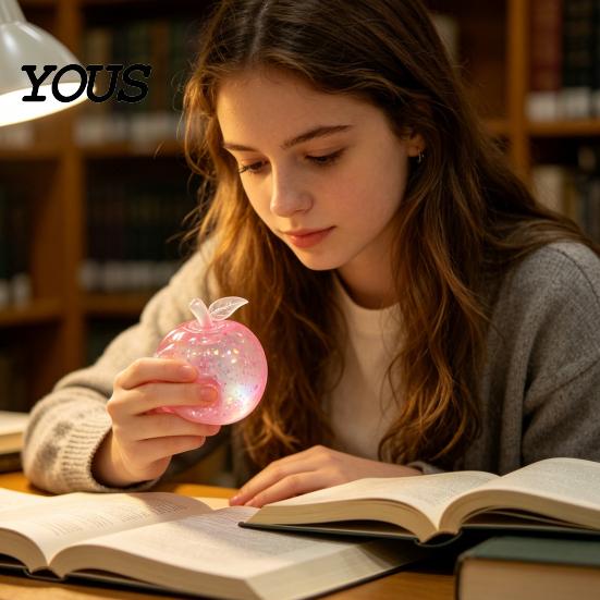 Sensory Fidget Toys for Anxiety Maltose Glitter Apple Squeeze Stress Ball, Soft TPR Slow Rising Decompression Study Toy Relief, Cute Fruit Adults Kids