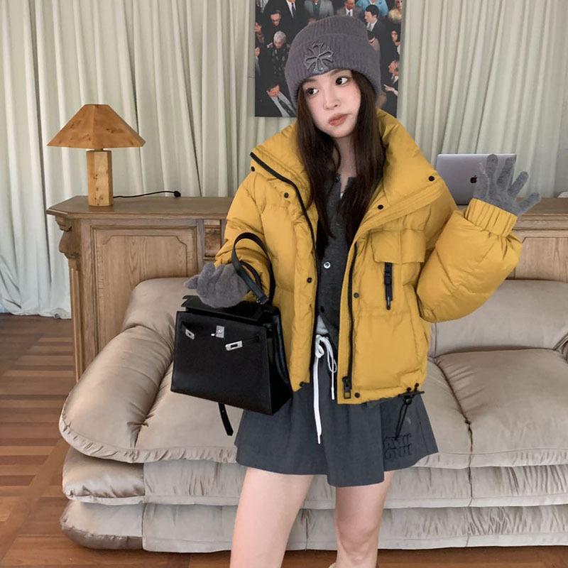 Short down jacket women's winter new fashion stand-up collar thickened small white duck down bread jacket Pinghu