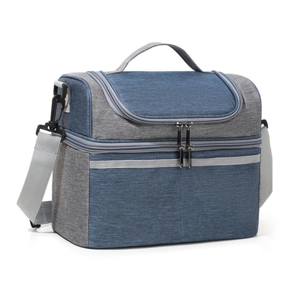 Insulated Lunch Bag Double Deck Lunch Cooler Bag Leakproof Meal Carrier Expandable Lunch Box Reusable Cooler Bag with Pocket