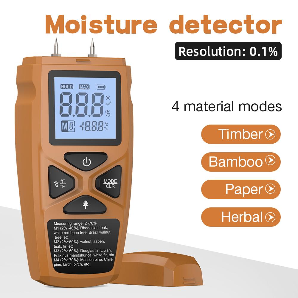 Wood Moisture Meter Digital Moisture Detector with Indicator Accurate Humidity Tester Hygrometer Timber Damp Detector