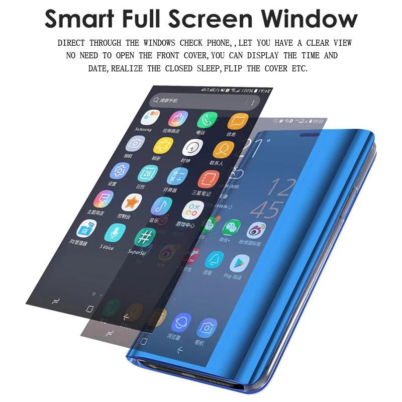 Mirror Smart Case For Xiaomi Redmi Note 13 14 12 11 10 Pro Plus Redmi Note 12S 11S 10S 13C 12C 14C Flip Stand Phone Cover