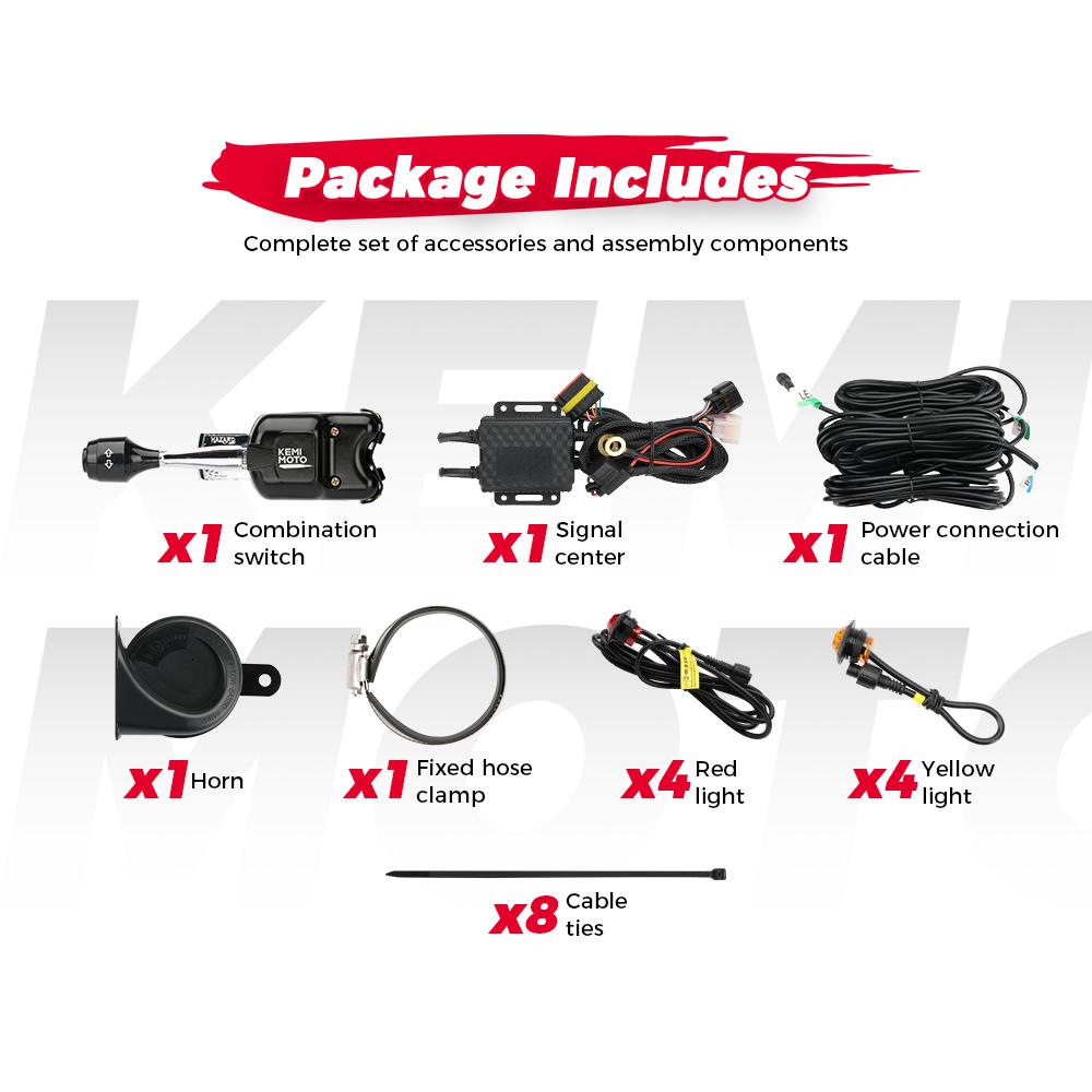 KEMIMOTO UTV Turn Signal Kit with Column Turn Switch 8 Hazard Lights 12V 110dB Horn Compatible with Polaris Ranger for Can-Am X3