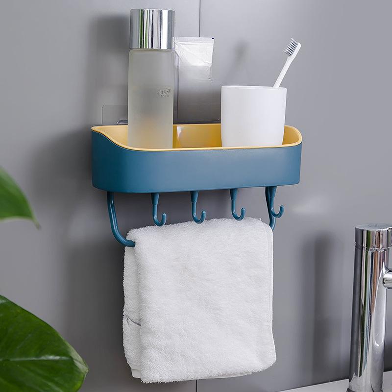 

Двойная вешалка для полотенец для ванной комнаты, сливная полка для кухни, двухцветная, бесшовная, с крючками, съемная вешалка для хранения вещей #C0F98# темно-синий