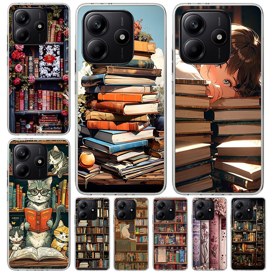 Read Books illustration Reading Soft Phone Case For Xiaomi Redmi Note 15 14 14S 13 12 Pro Plus 12S 11 11S 11E 10 10S 11T 5G Fund