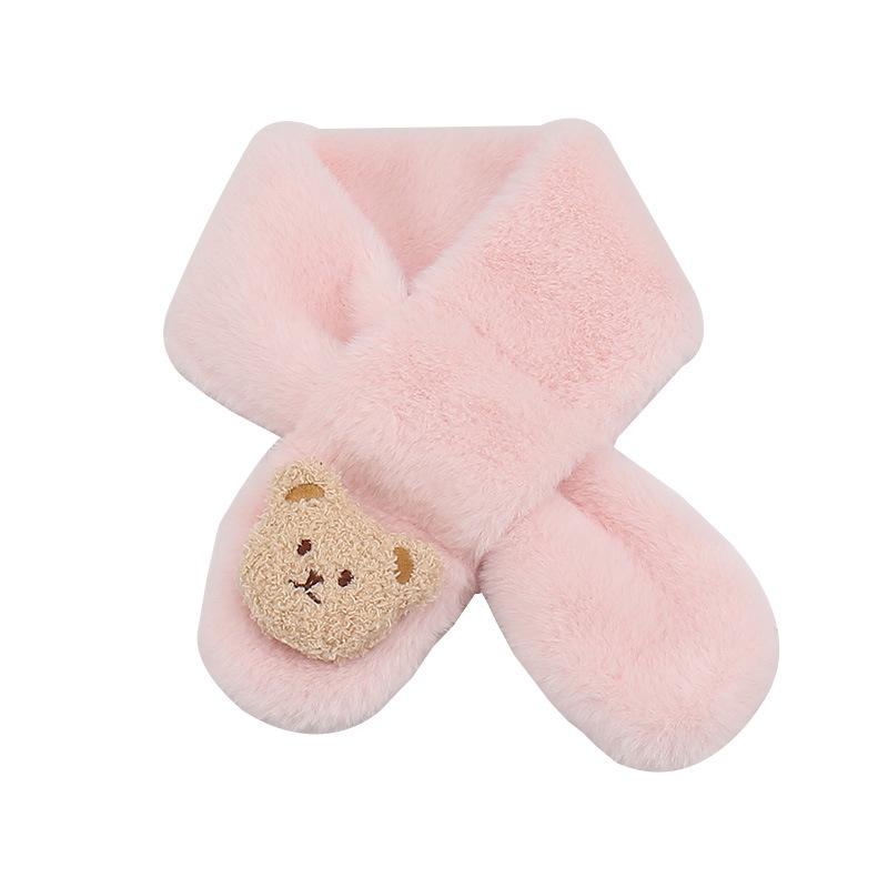 2025 Cartoon Faux Rabbit Fur Kids' Scarf: Plush Winter Neck Warmer for Boys & Girls