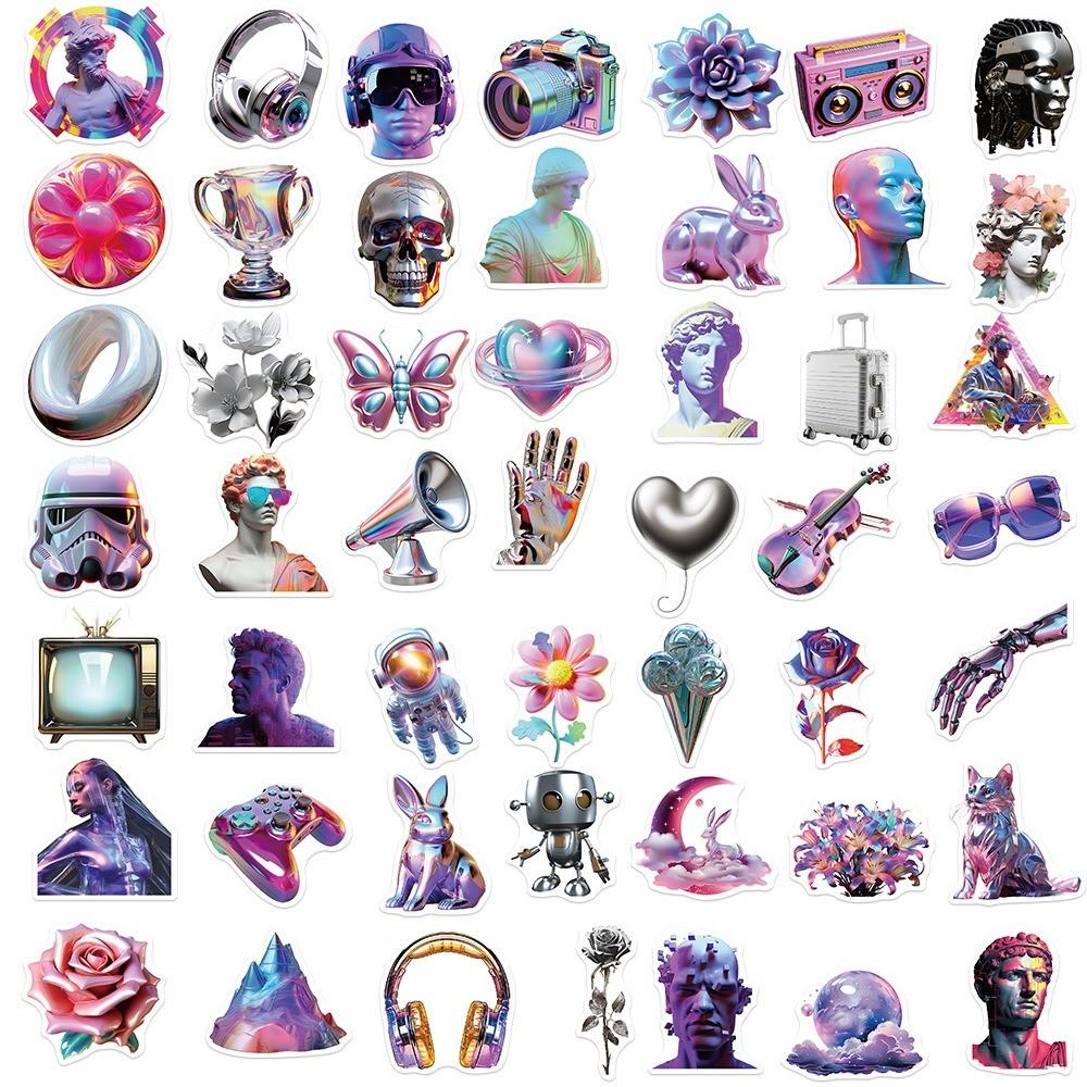 50-Piece 3D Acid Vaporwave Graffiti Stickers - Unique DIY Waterproof Decor for Guitars Notebooks Luggage Backpacks Water Bottles