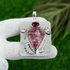 Natural Thulite Gemstone Pendant Pink 925 Sterling Silver Indian Jewelry