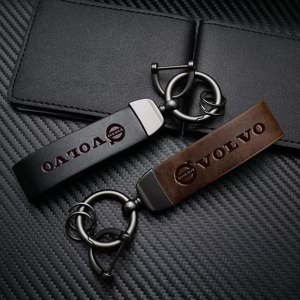 Car Vintage Leather Keychain Auto Logo Key Ring Accessories For Volvo ES90 EC40 EX40 EM90 XC90 V90 V60 XC60 V40 S80 S60 S90 C40