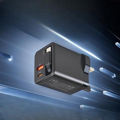 British 65W GaN Charger Comes with Telescopic Cable Multi-port Fast Charging Head for Apple Laptop