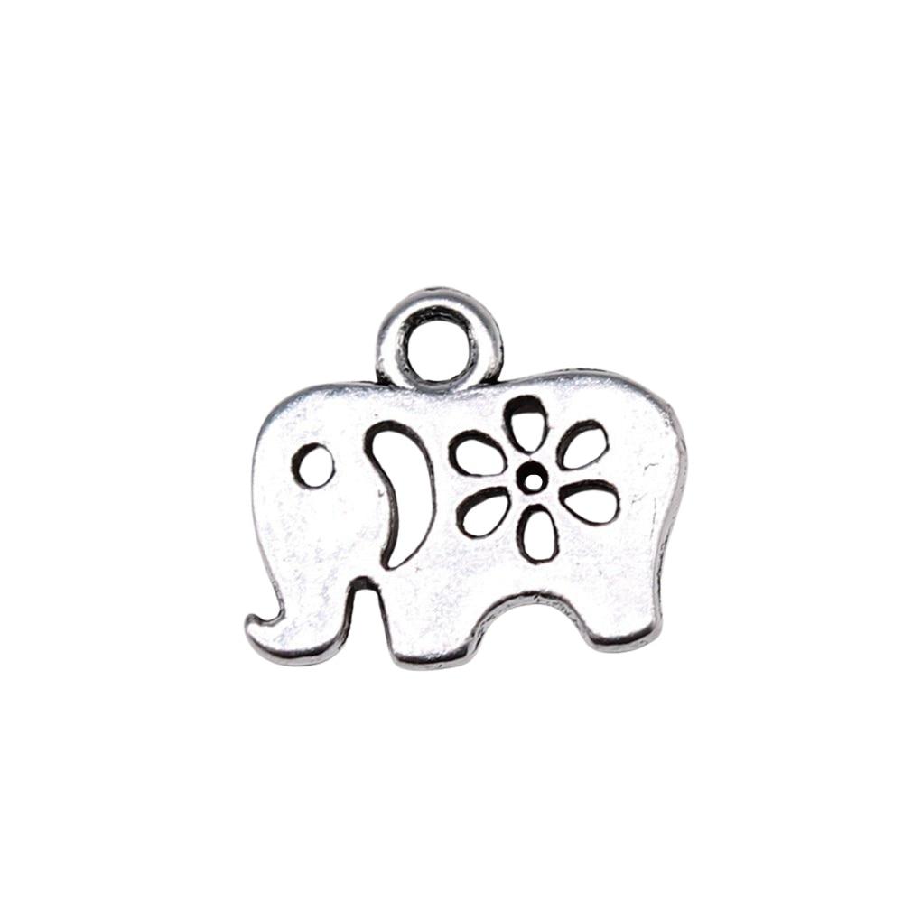 

20шт подвески в виде цветочного слона, подвески античное серебро, цвет цинкового сплава, 12X11 мм