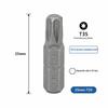 5Pcs Torx Screwdriver Bit 1/4" Hex Shank T8/T9/T10/T15/T20/T25/T27/T30/T35/T40/T45 Head 1" Length 6 Point Security Drill Bits