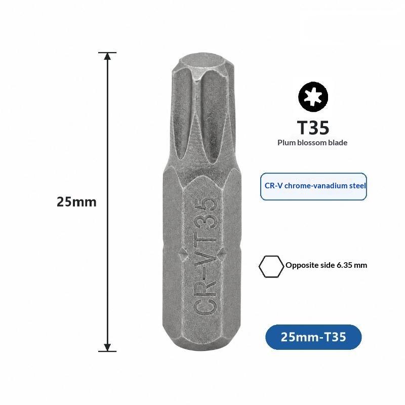 5Pcs Torx Screwdriver Bit 1/4" Hex Shank T8/T9/T10/T15/T20/T25/T27/T30/T35/T40/T45 Head 1" Length 6 Point Security Drill Bits