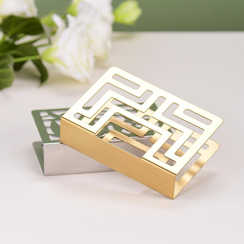 Stainless Steel Paper Towel Holder Vertical Paper Towel Holder Hotel Western Restaurant Cafe Tabletop Creative Hollow Napkin