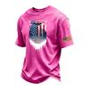 Men's Vintage Washed Short Sleeve Crew Neck T-Shirt with Patriotic Graphic Print and Sleeve Flag Patch Casual Fit