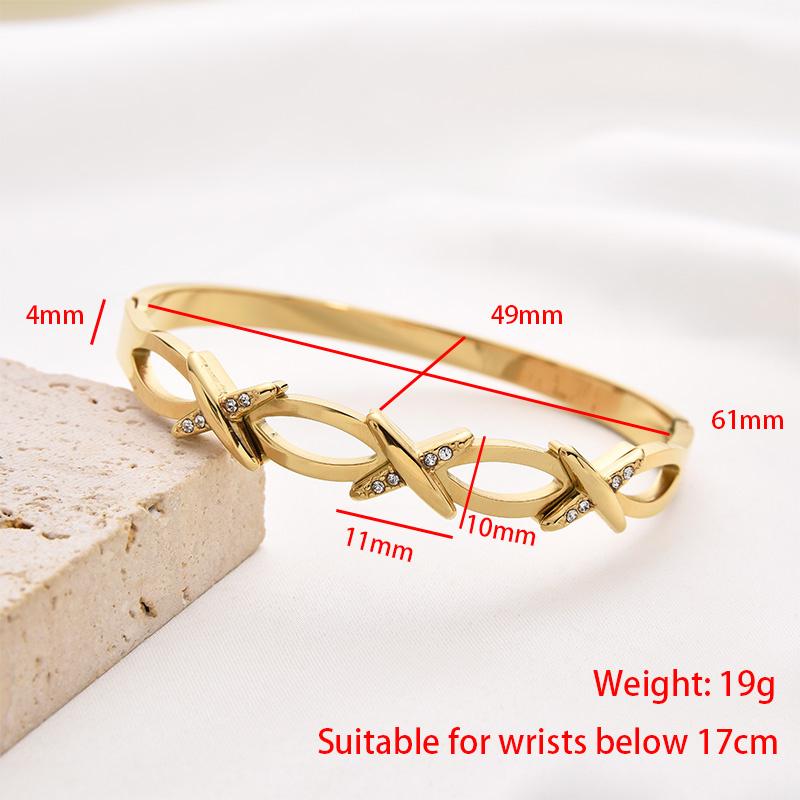 Classic Punk Style Stainless Steel Cross Bracelet Geometric Cubic Zircon Bangle Exquisite Jewelry for Women Party Gifts
